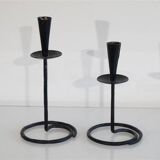 Pair of wrought iron candlesticks 1960