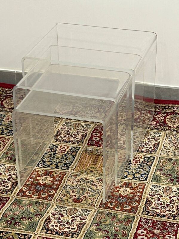 Lot de 3 tables gigogne en plexiglas