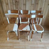 Set of 6 white feather bistro chairs