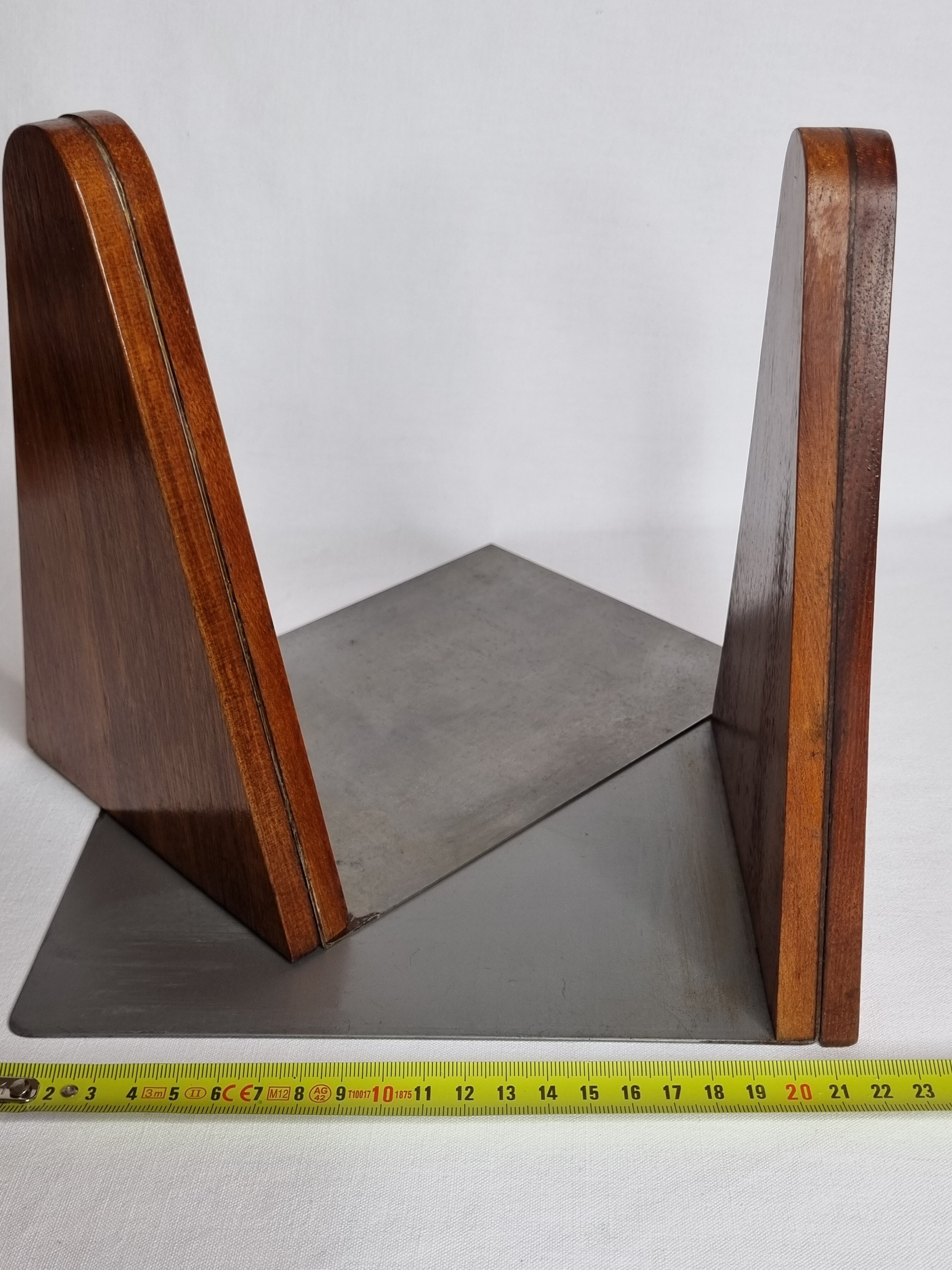 Pair of greenhouse books in wood and metal art deco, 21 cm