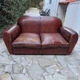Authentic cowhide leather sofa 1950
