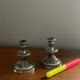 Silver metal candlesticks