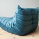Togo living room set in blue velvet by Michel Ducaroy for Ligne Roset, set of 5