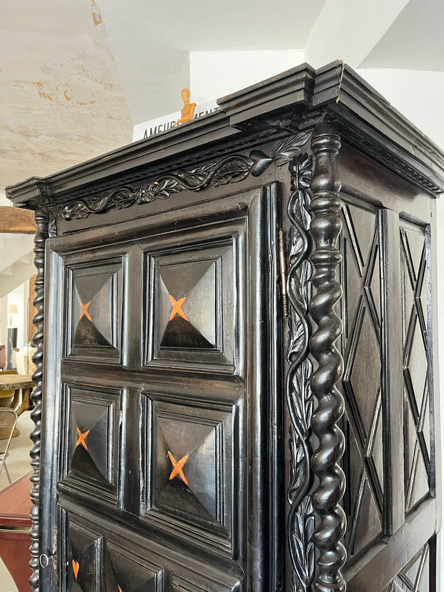 Wedding Bonnetière in Walnut in the Louis XIII style