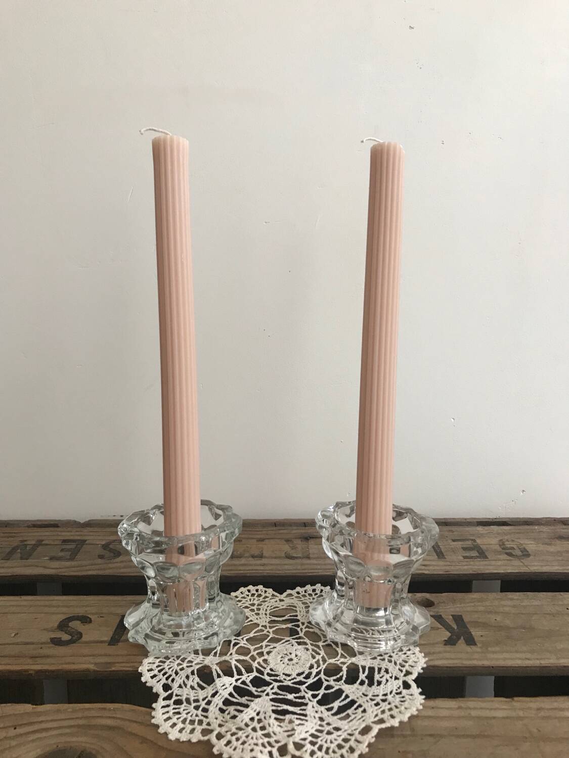 2 Reims glass candle holders