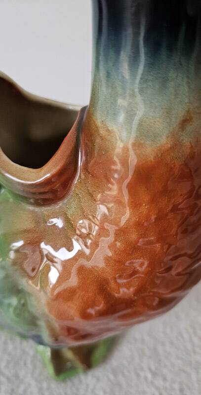 Large duck jug in Saint-Clément earthenware – signed – vintage