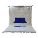 Minimalist Berber wool rug, clean design with blue patterns