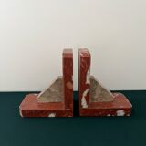 Pair of Art Deco Red Marble Bookends