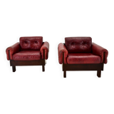 Pair of vintage leather armchairs , Czechoslovakia 1970s