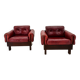 Pair of vintage leather armchairs , Czechoslovakia 1970s