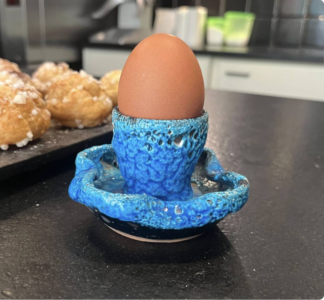 Fat Lava Ceramic Egg Cup Glacier Enamels - Atelier du Cyclope