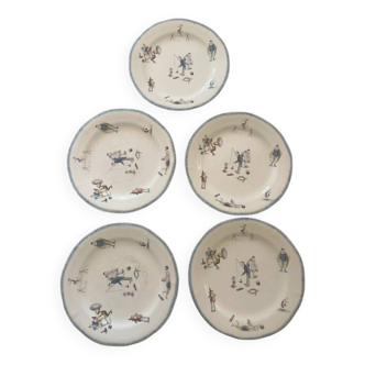 Set of 5 'Circus' plates - Gien