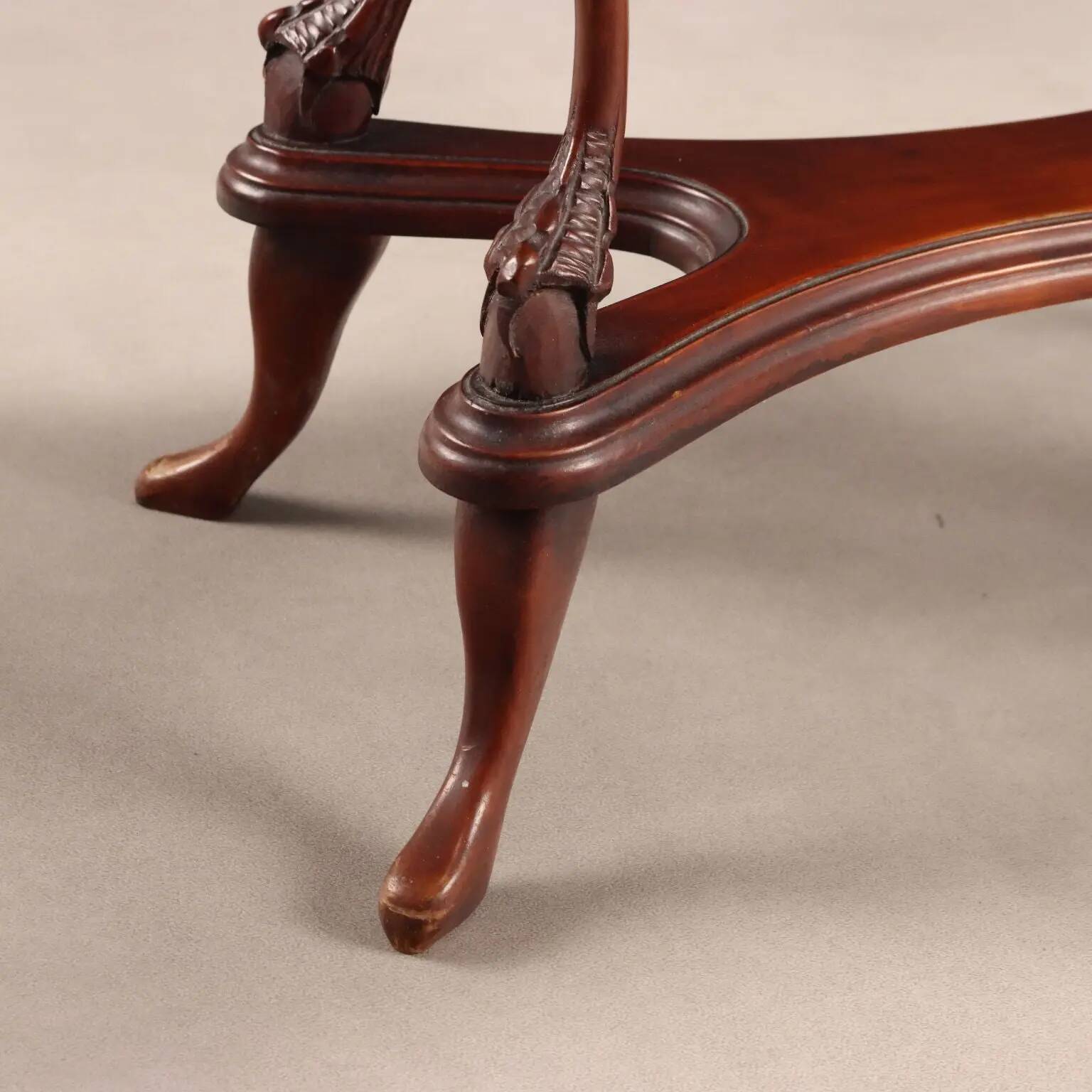 Small antique coffee table made of fruitwood and rosewood, 20th century.