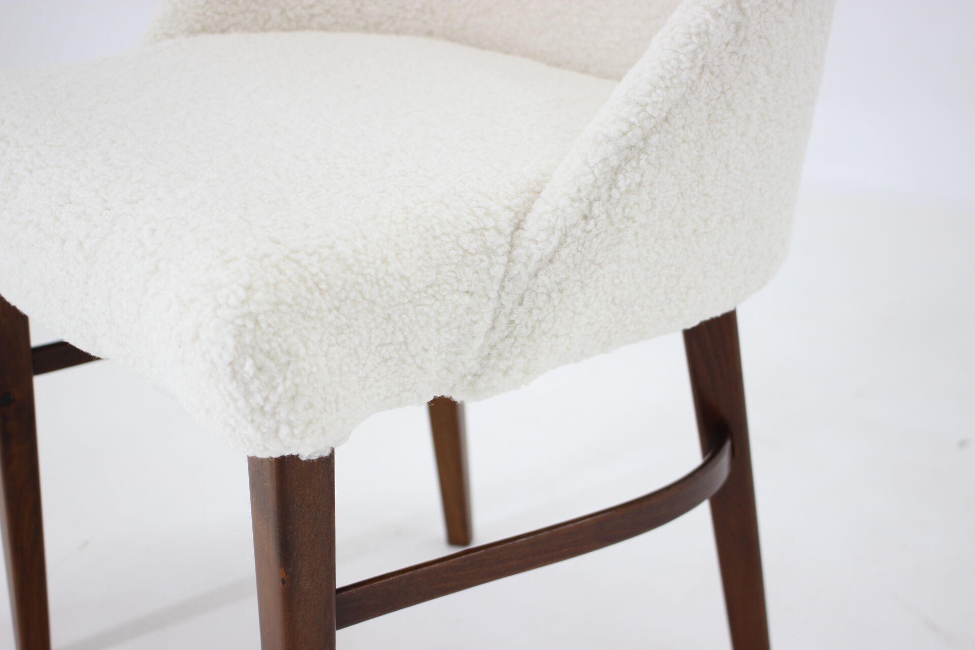 Beech Chair in Sheepskin Fabric, Denmark 1960