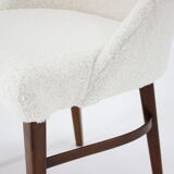 Beech Chair in Sheepskin Fabric, Denmark 1960