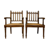 pair of Gothic walnut armchairs circa 1850