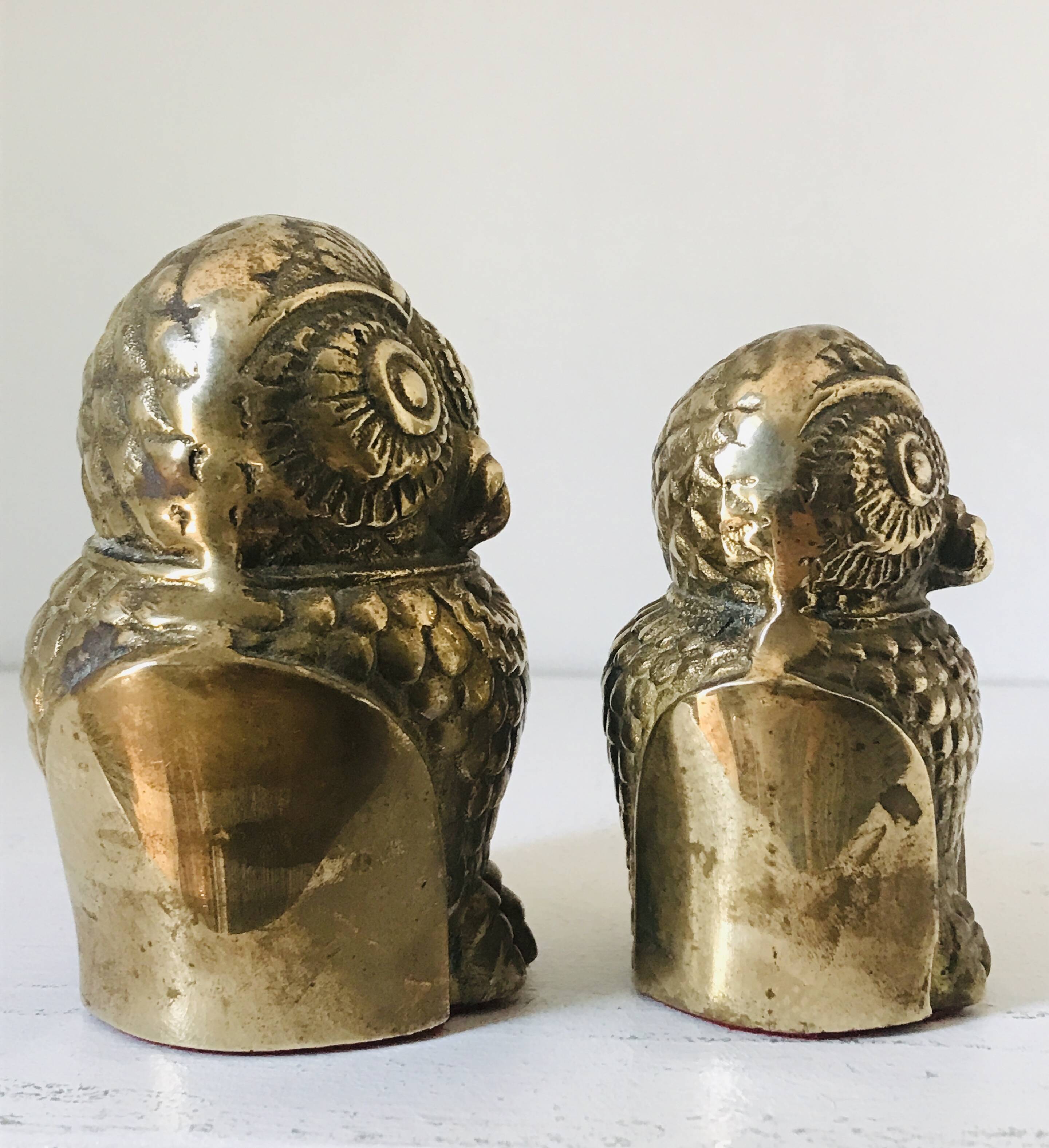 Couple de chouettes vintage en laiton