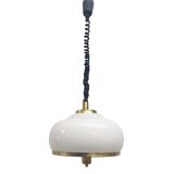 Adjustable White Opaline Glass and Golden Brass Adjustable Lamp, Italy, 197