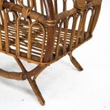 Italian Bamboo & Rattan Magazine Rack, 1950s