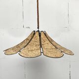 XL clover cork hanging pendant lamp, Germany 1970s