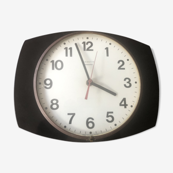Horloge pendule vintage en formica noir design vintage 50 - vedette