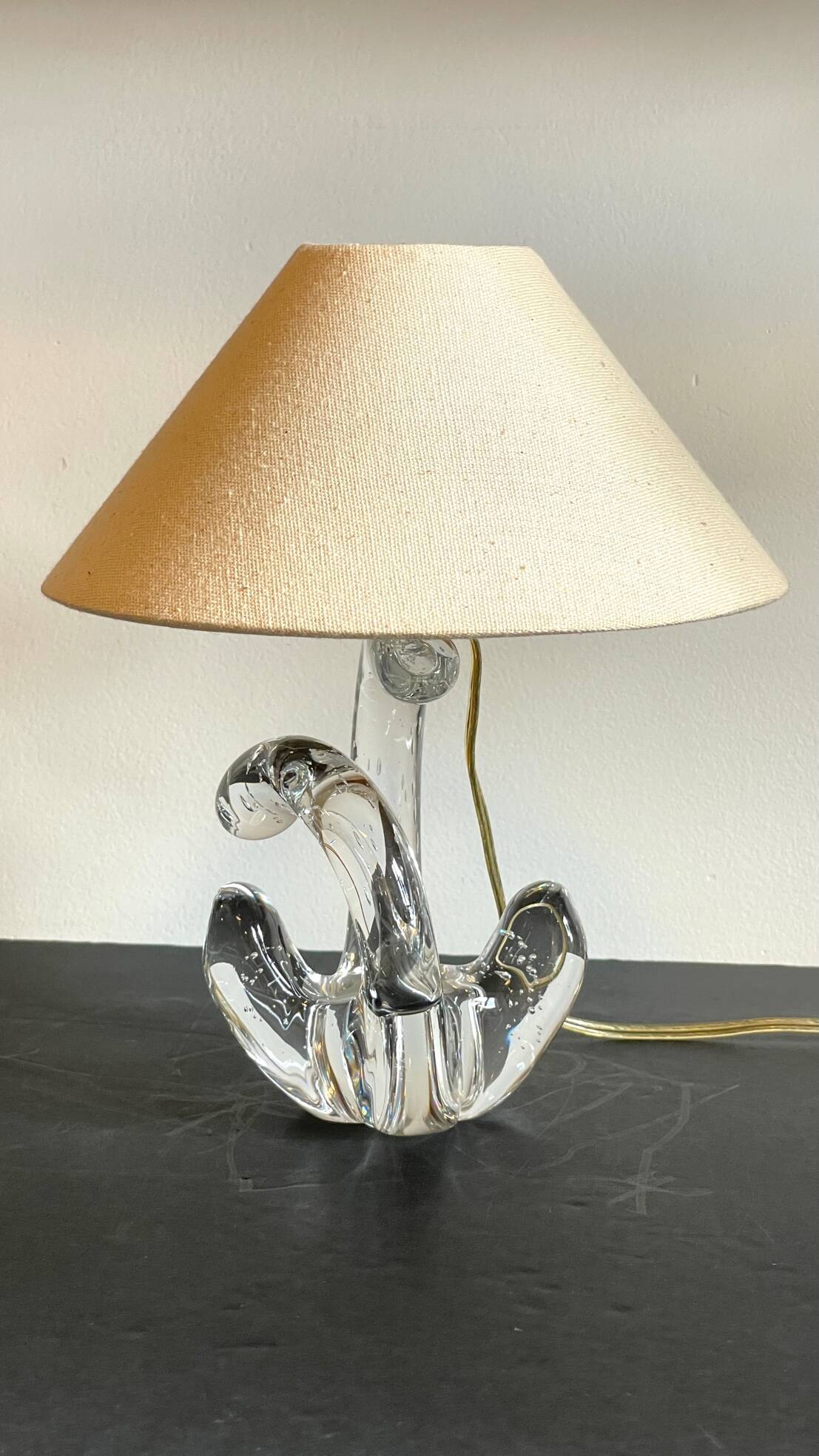 Lampe cristal art déco gravée Paris France