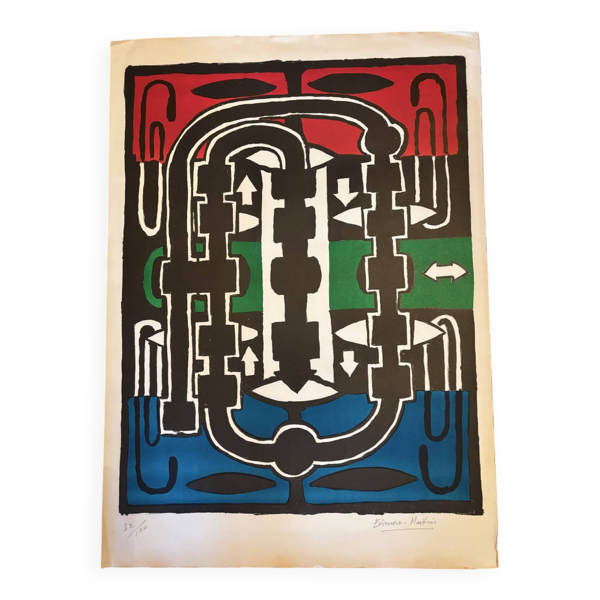 Original lithograph etienne-martin "dwellings" signed numbered 22/1