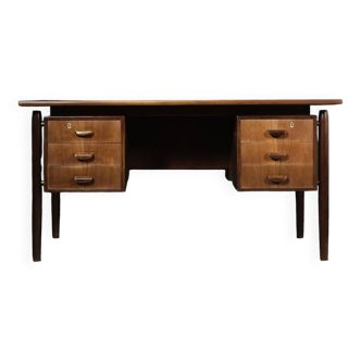 Bureau bilatéral danois scandinave moderne en teck avec tiroirs, 1960s