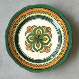 Henriot Quimper Breton earthenware plate – green-yellow-orange geometric pattern – Ø 24 cm