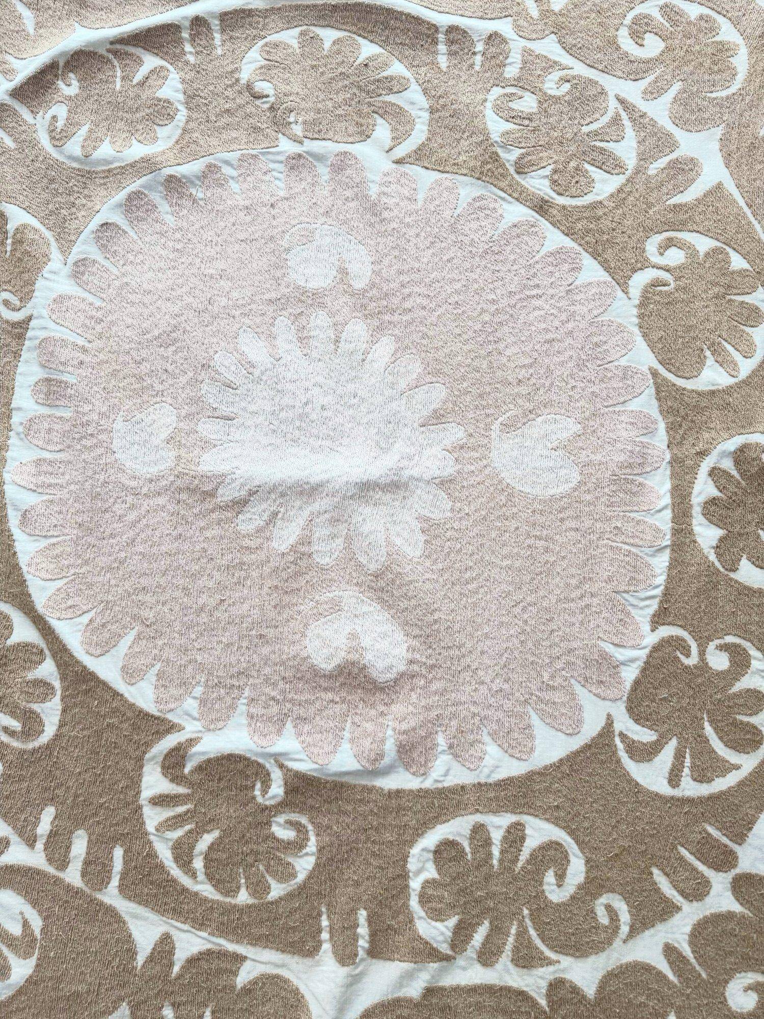 Vintage hand-embroidered tribal tapestry 124x135 cm