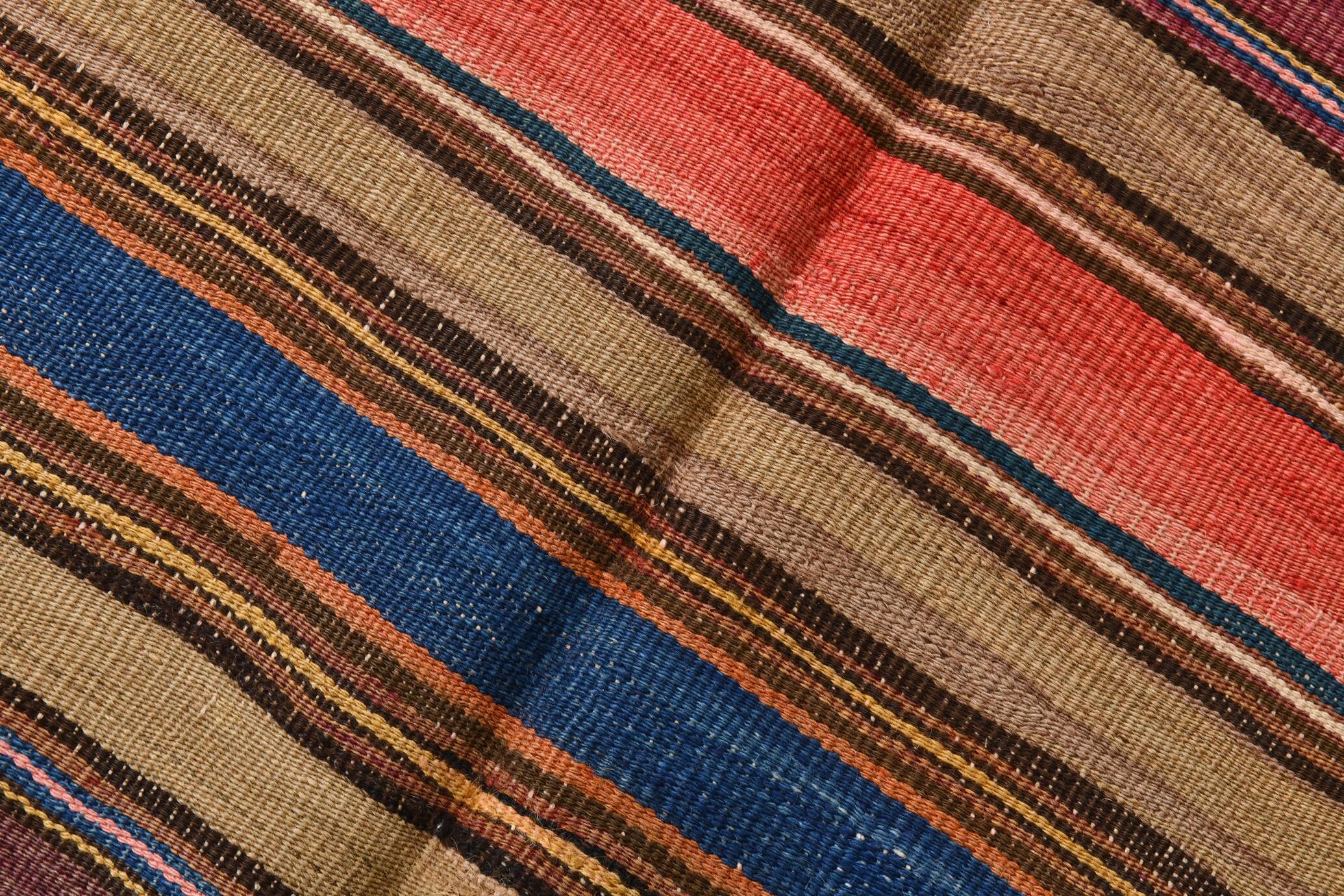 Burgundy & Brown Vintage Kilim Rug, 140x214Cm