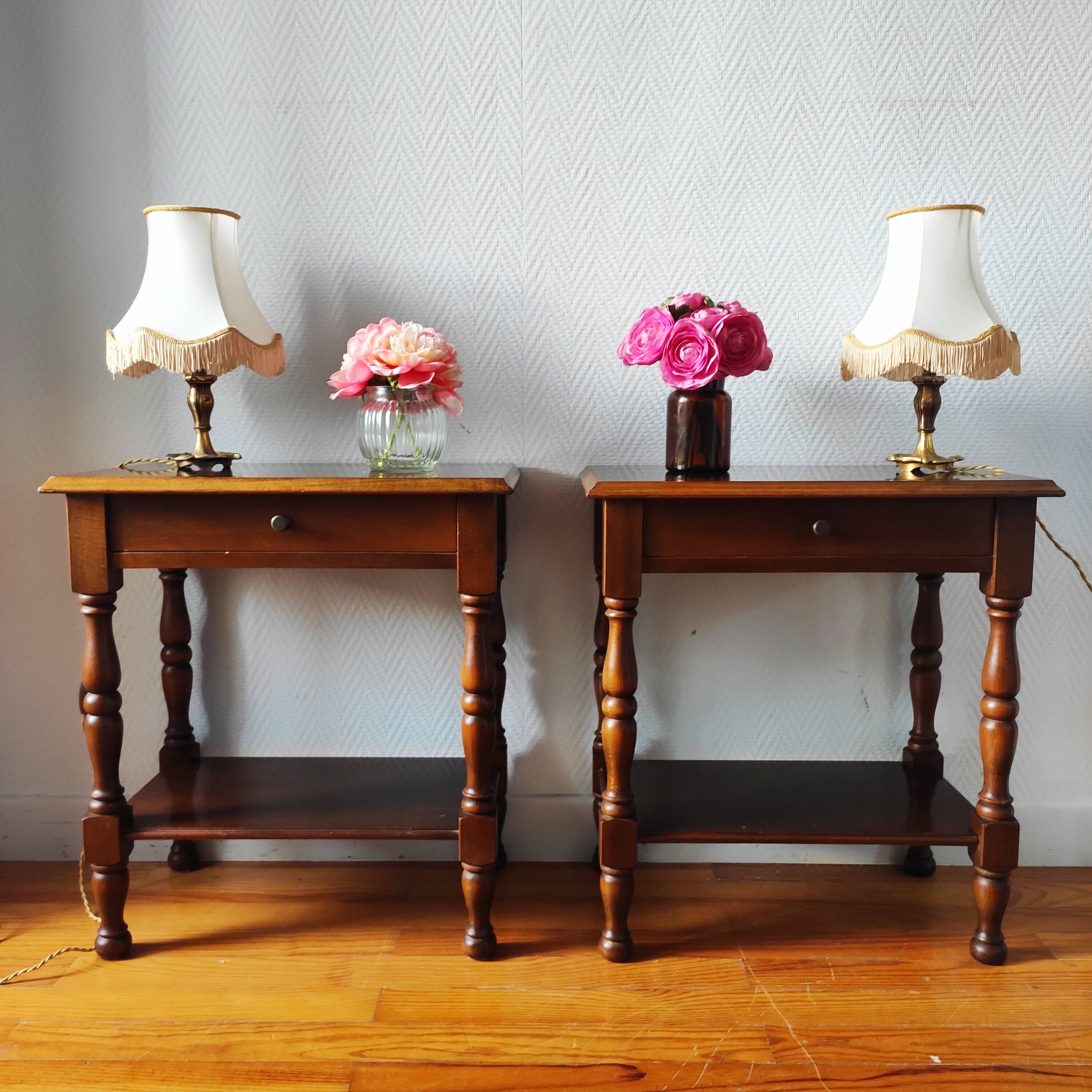 Pair of classic vintage bedside tables