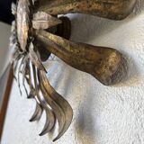 Ceiling or wall light with sun motif, brass, 1950s