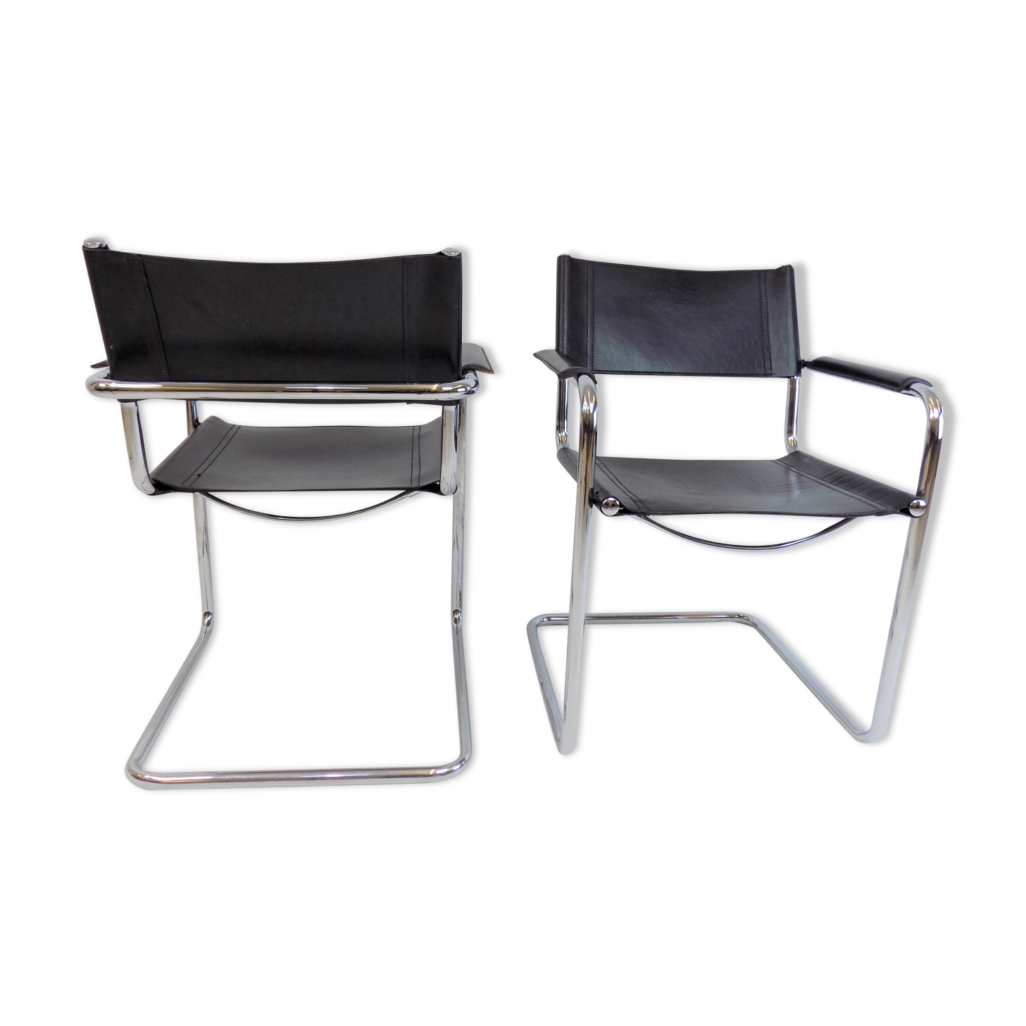 Matteo grassi mg5 set of 2 leather cantilever chairs