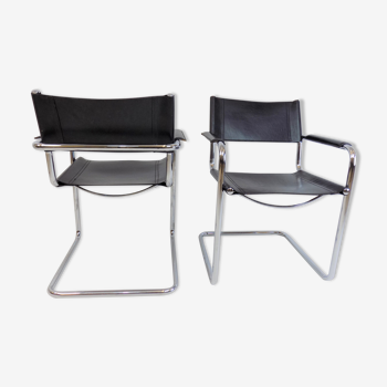 Matteo grassi mg5 set of 2 leather cantilever chairs