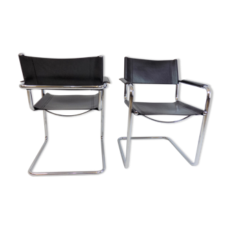 Matteo grassi mg5 set of 2 leather cantilever chairs