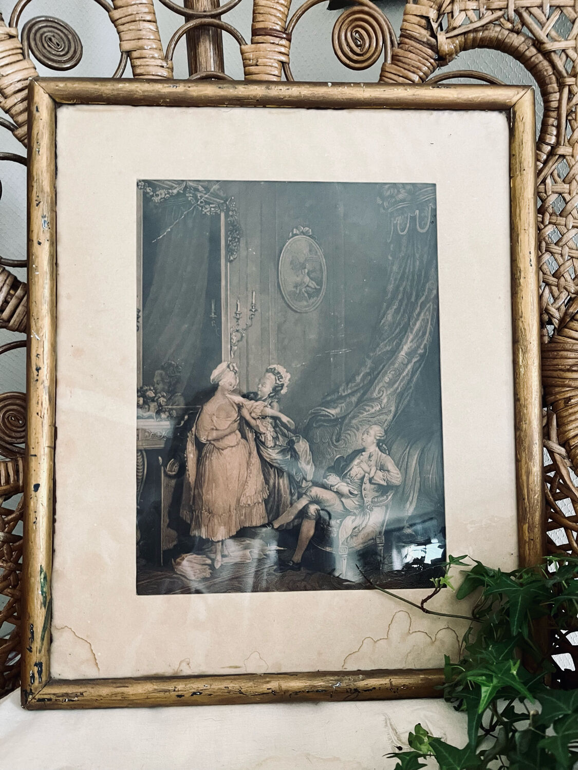Framed antique print Le petit jour . Nicolas Delaunay
