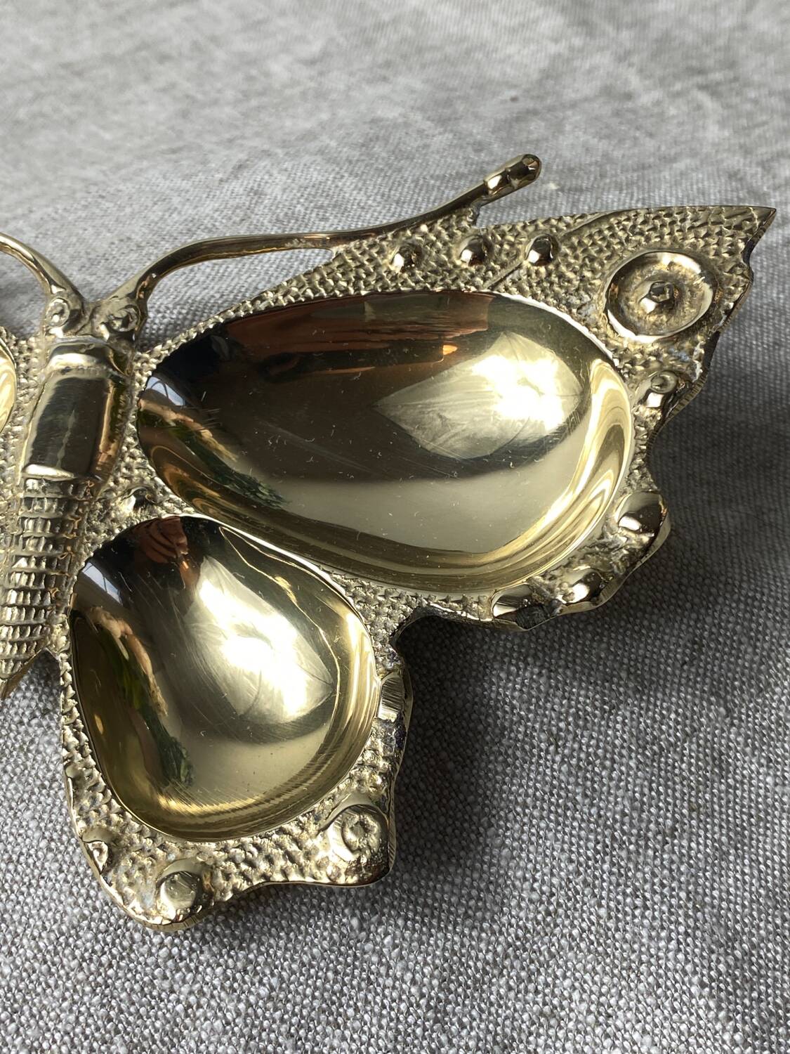 Butterfly-shaped brass pocket emptier