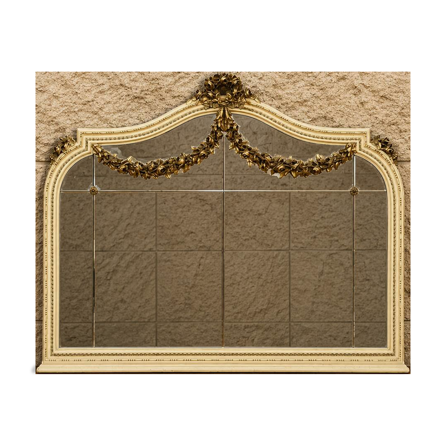 Large Louis XVI style mirror in lacquered wood and gilded wood from around 1900.