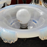 Opalescent chandelier in chrome metal