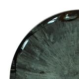Modern Sculptural Concave Blue Glass Round French Mirror, Unique Piece