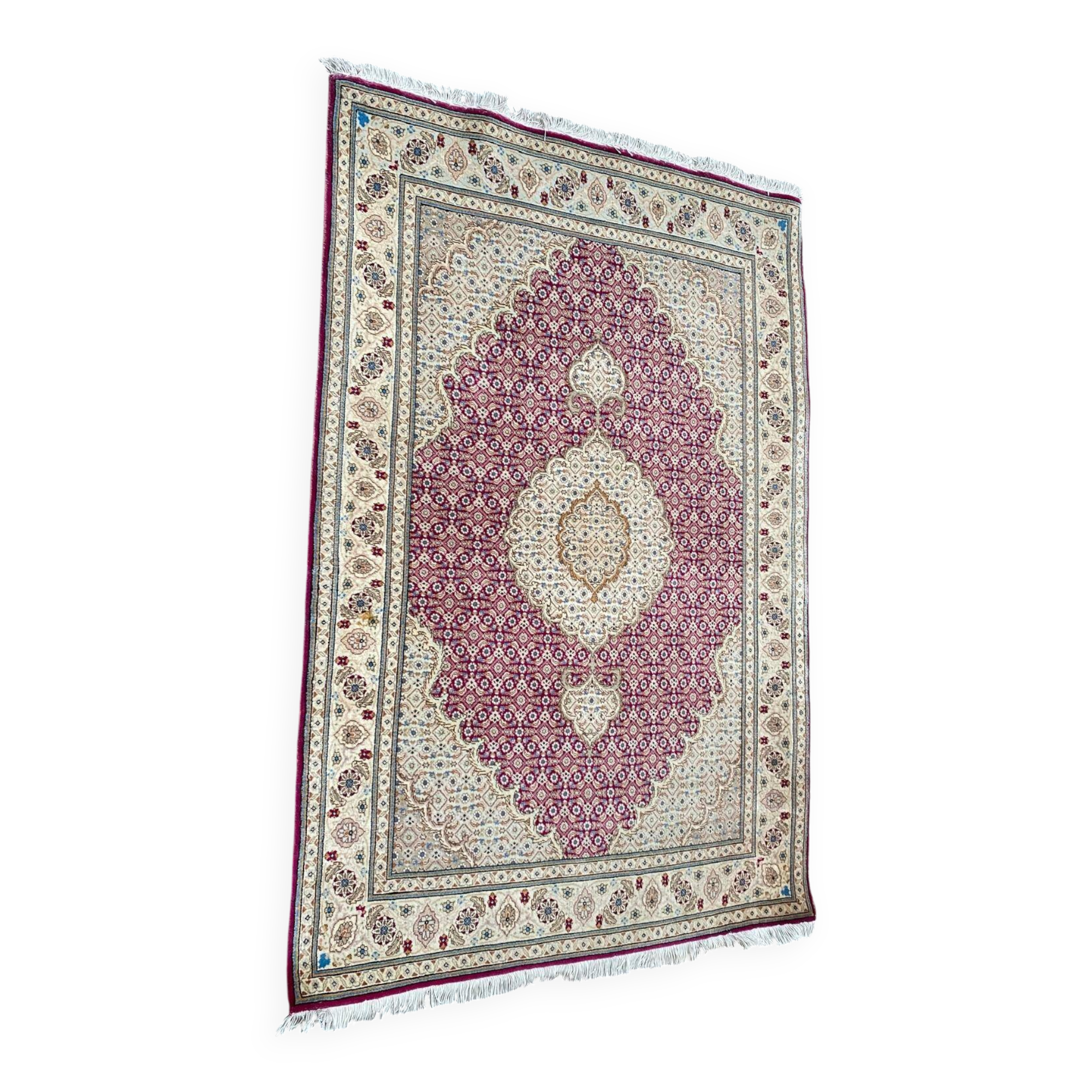 Handmade burgundy wool Persian rug 100x155cm
