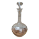 Ancienne carafe ronde en verre ciselé avec bouchon