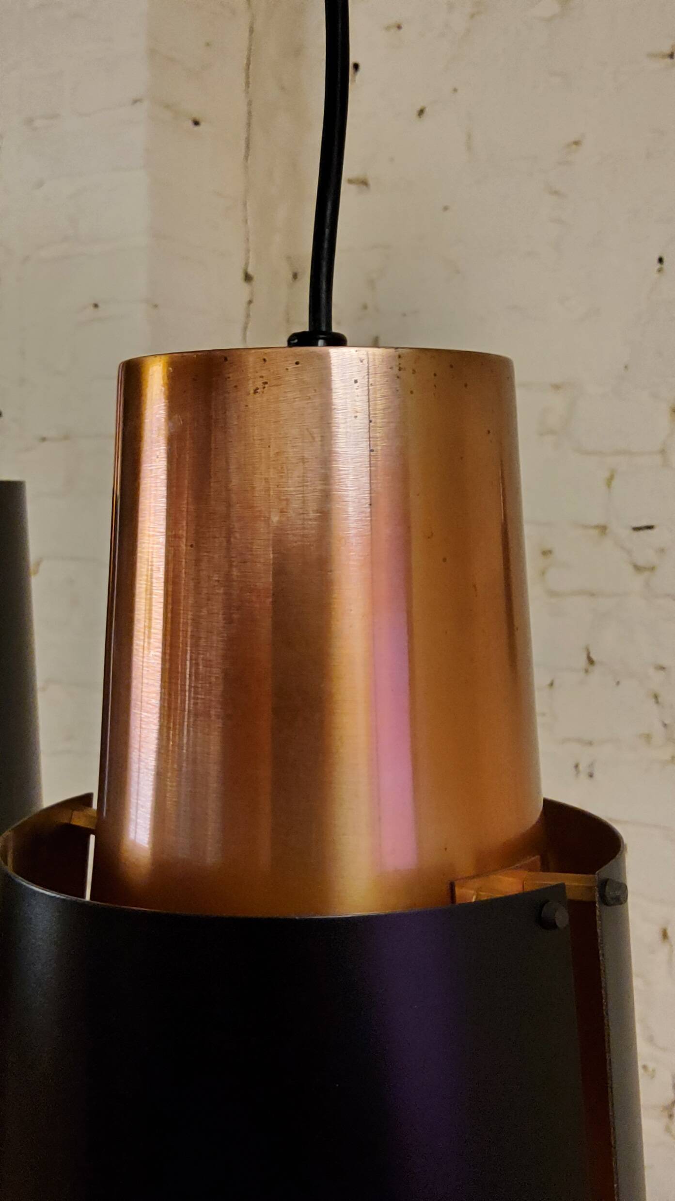 Vintage black brass 'østerport' pendant and wall lamp by Bent Karlby for Lyfa, Denmark 1960s