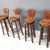 Mid century brutalist bar stools - set of 4, 1960s