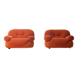 Pair of suède 'Sapporo' lounge chairs by Mobil Girgi, Italy 1970s