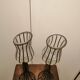 Pair of vintage/retro glass and metal vases