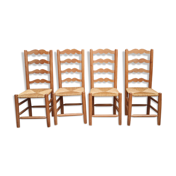 Série de 4 chaises anciennes paillées