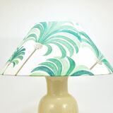 Pair of Tommaso Barbi Riviera palm tree table lamps from the 1970s with matching cushions.