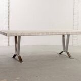 Large Denisco Style Vintage Design Ceramic Tiles Coffee Table + Chrome Base